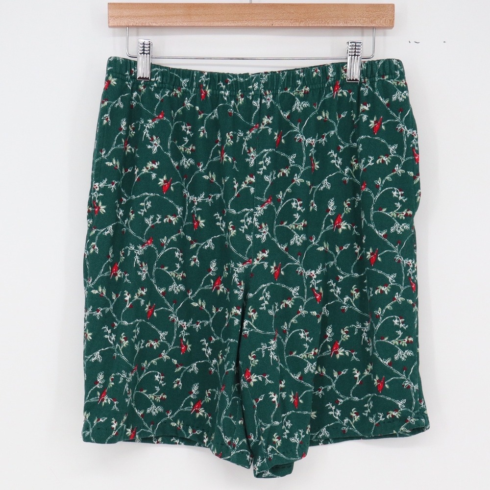 Charter Club Pajama Shorts Womens M Intimates Green Cardinal Floral Excellent